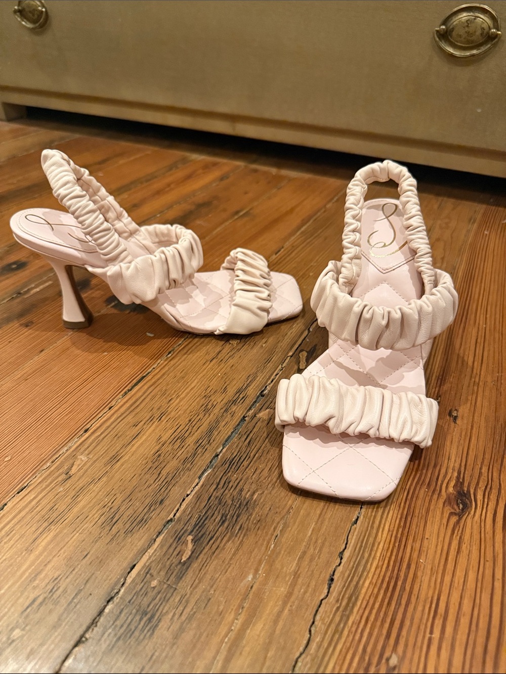 Sam Edelman Ruched Strap Slingback Heels - Light Pink